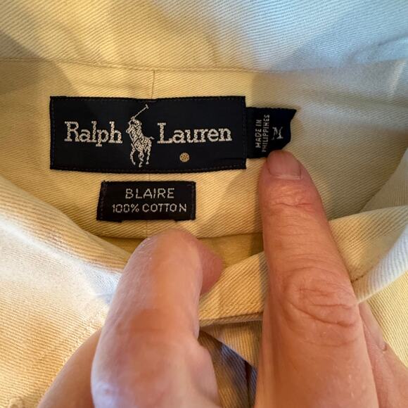 Ralph Lauren Blaire 100% Cotton Button Down Oxford Shirt Beige M Preppy Classic - Picture 3 of 7